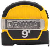 DEWALT DWHT33028 Magnetic Pocket Tape Measure, 9 ft L Blade, 1/2 in W Blade, Steel Blade, ABS Case, Black/Yellow Case